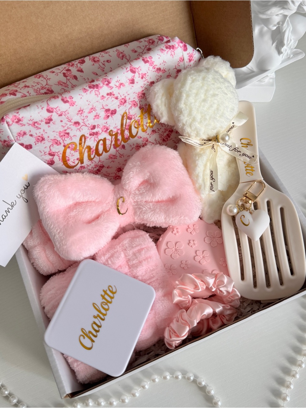 Personalized gift box for women pink, custom birthday gift for her